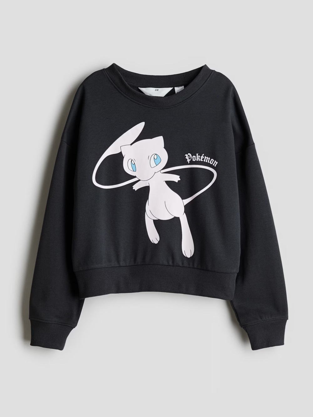 H&M Mew Sweatshirt, Black Dark Grey Pokémon Graphic Nintendo, Women’s M/US 20